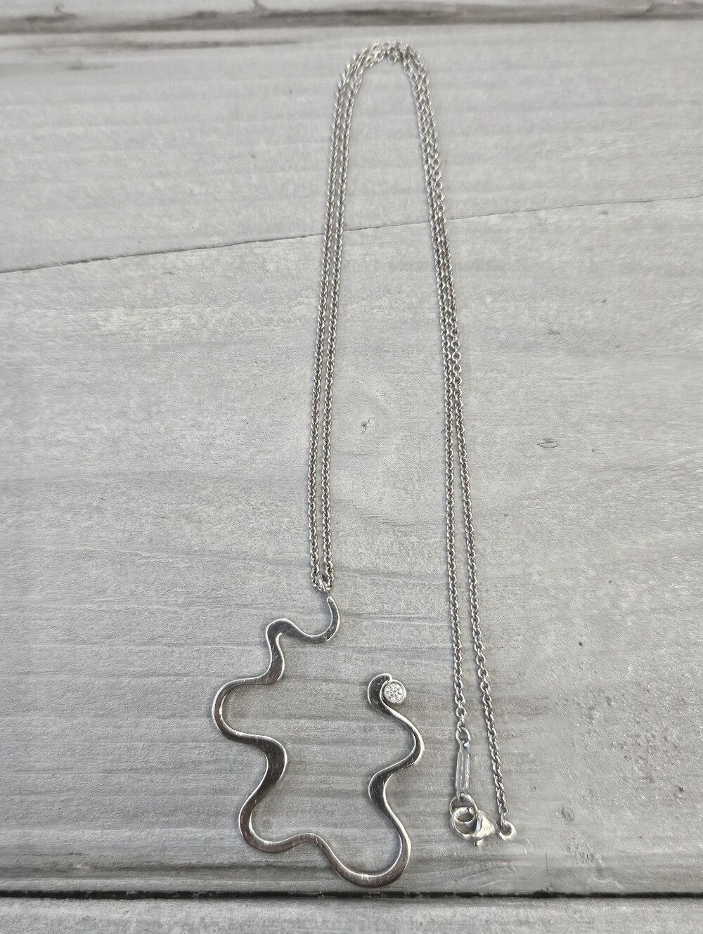 Tiffany & Co Frank Gehry 18k Gold Equuse Squiggle Diamond Necklace 11.2g 18"